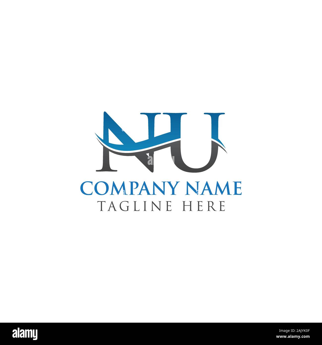 Lettre initiale de conception de logo NU modèle vectoriel. Lettre NU Logo Design Illustration de Vecteur