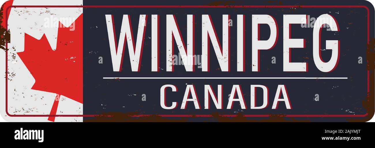 Winnipeg Canada rusty old enamel sign on white background Illustration de Vecteur