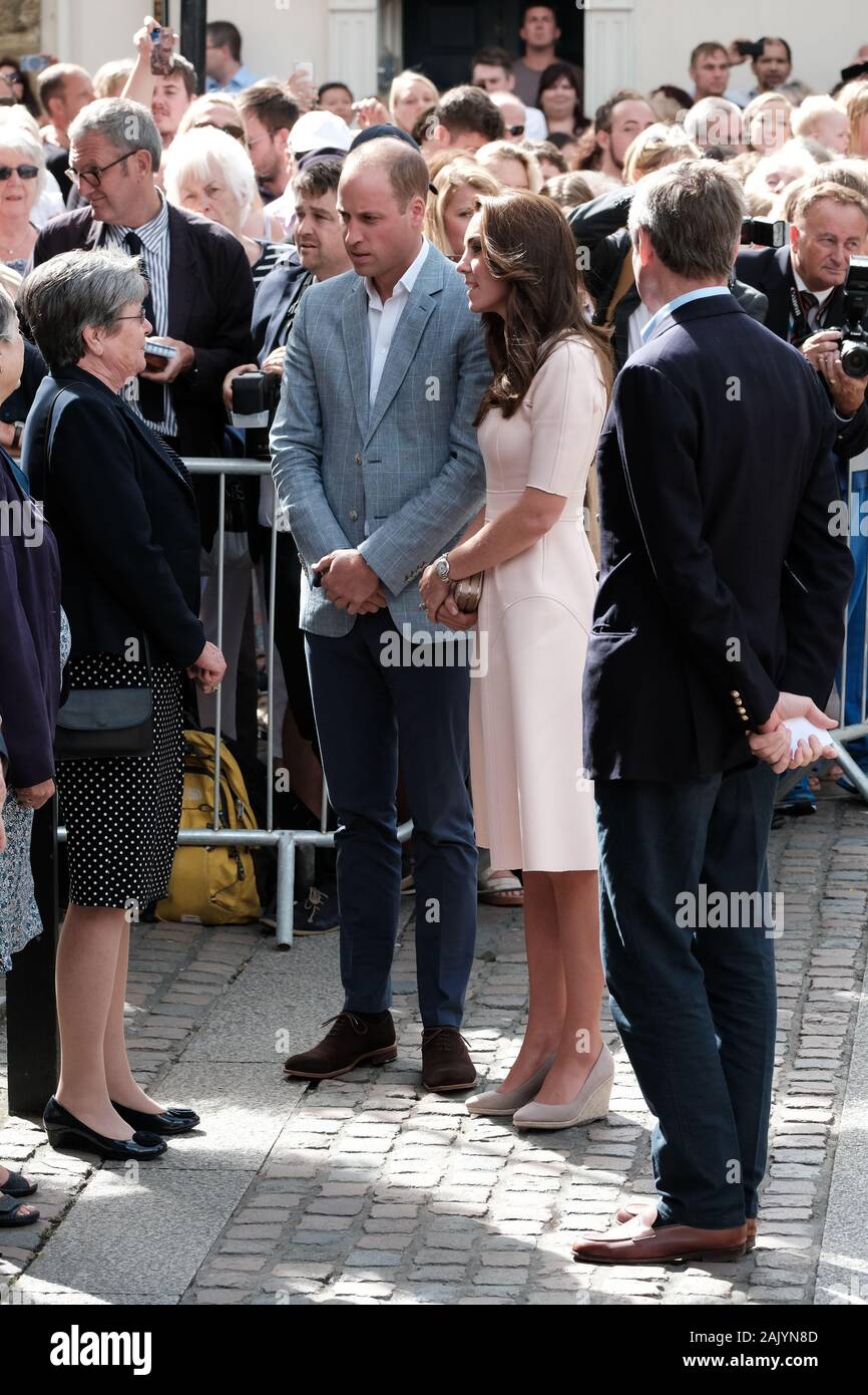 Images historiques de Kate Middleton, la duchesse de Cambridge en visite à Truro, Cornwall, Royaume-Uni Banque D'Images