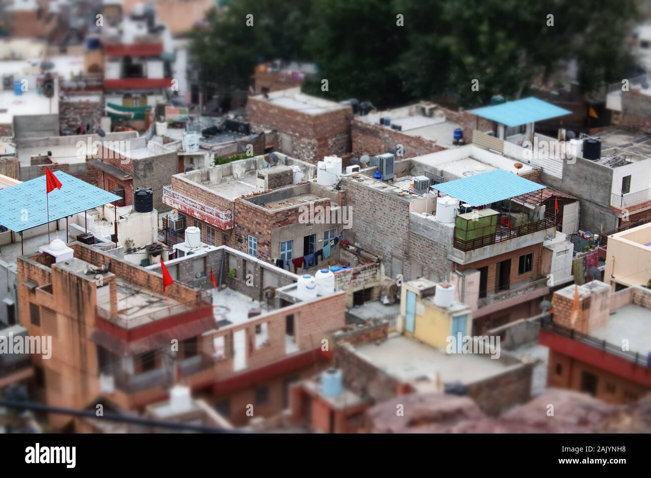 Tilt Shift lens - Jodhpur ( aussi ville bleue) est la deuxième plus grande ville de l'état indien du Rajasthan et officiellement la deuxième agglomération de la ville de Banque D'Images