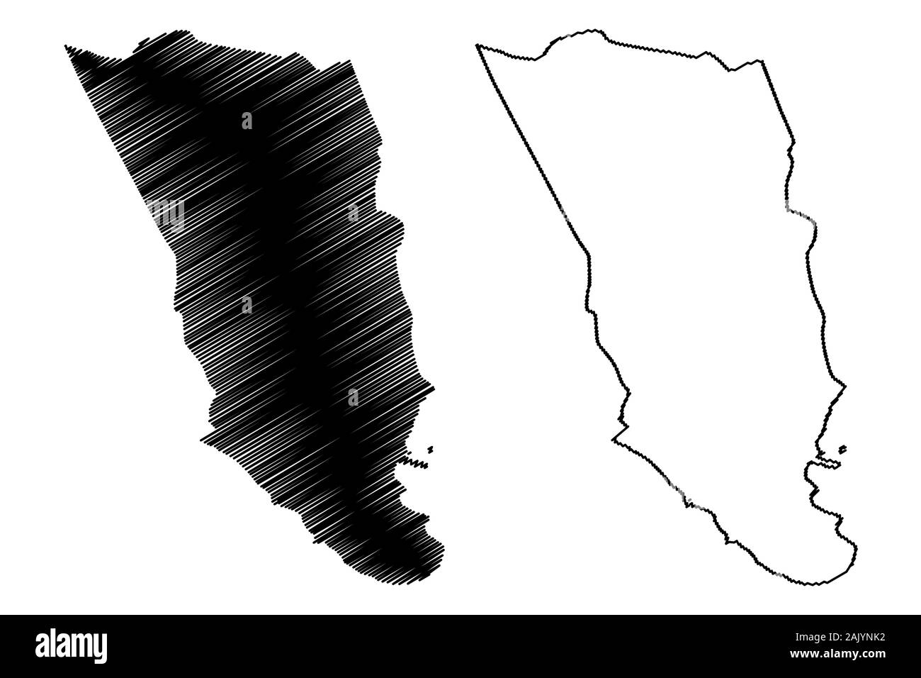 Paroisse de Clarendon (paroisses de la Jamaïque, comté de Middlesex) map vector illustration, scribble sketch carte Clarendon Illustration de Vecteur