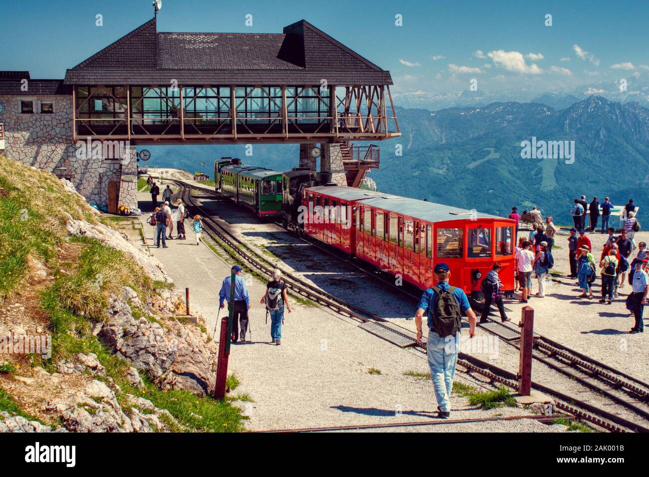 Chemin de fer Schafberg - chemin de fer à crémaillère d'une jauge de mètre en haute-Autriche et à Salzbourg menant de Sankt Wolfgang im Salzkammergut jusqu'au Schafberg Banque D'Images