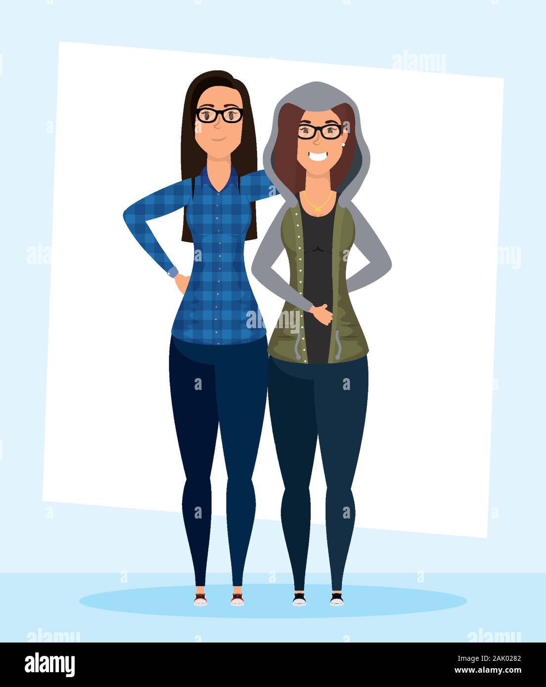 Jolies jeunes femmes personnages avatars Illustration de Vecteur