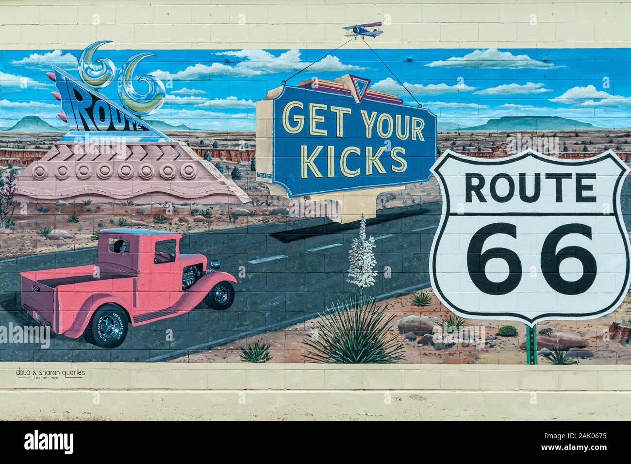 Murale Route 66 (par Doug et Sharon Quarles), Route 66, Tucumcari, New Mexico USA Banque D'Images