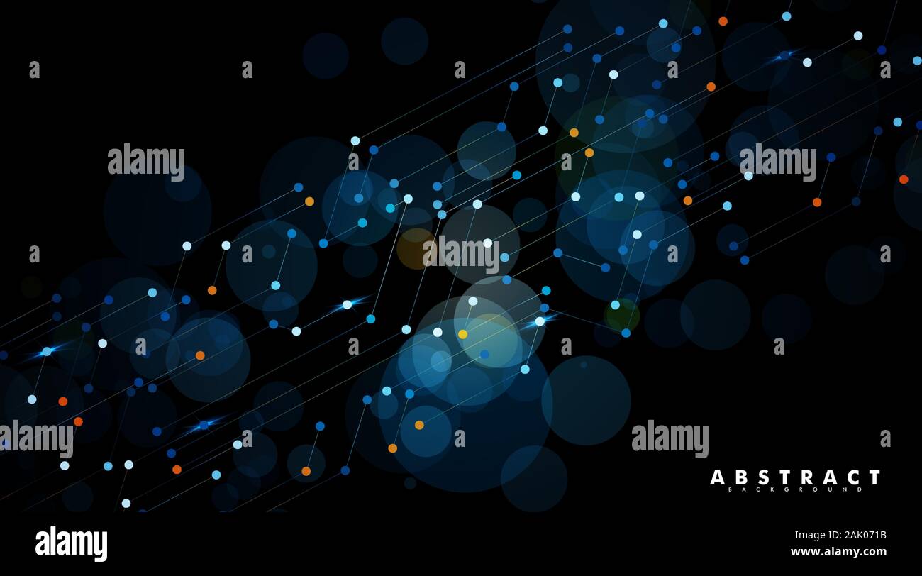 La technologie numérique abstrait fond noir. Les lignes et points connectés. vector illustration design. Illustration de Vecteur