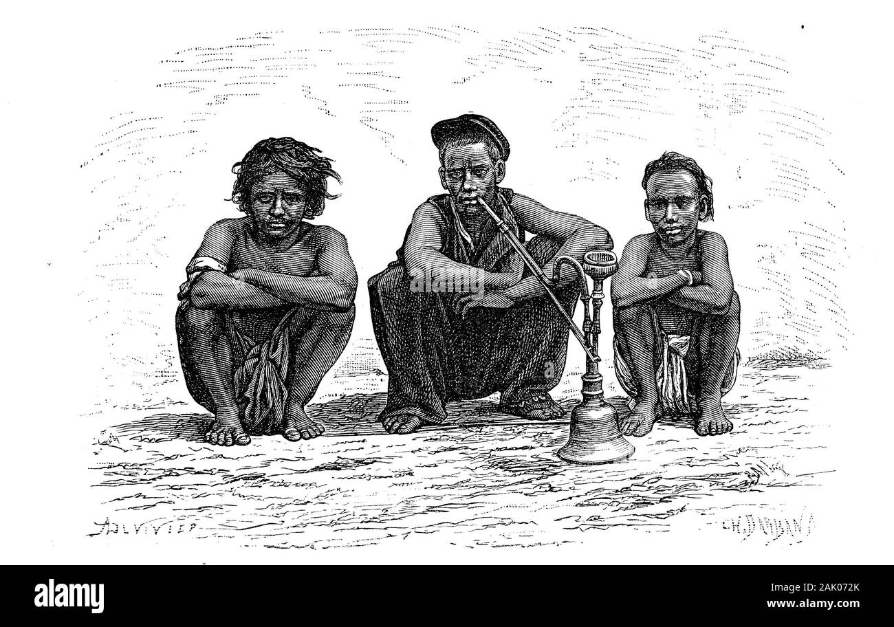 Leute aus Bengalen, Bangladesh, Bengalis der unteren Kaste / les gens du Bengale, le Bangladesh, les Bengalis de la caste inférieure, Digitale Reproduktion einer von Originalvorlage aus dem 19. Jahrhundert / digital l'amélioration de la reproduction de l'original d'imprimer à partir de la 19e siècle Banque D'Images