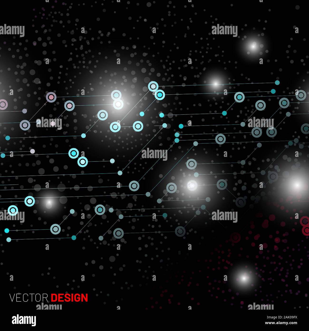 La technologie numérique abstrait fond noir. Les lignes et points connectés. vector illustration design. Illustration de Vecteur