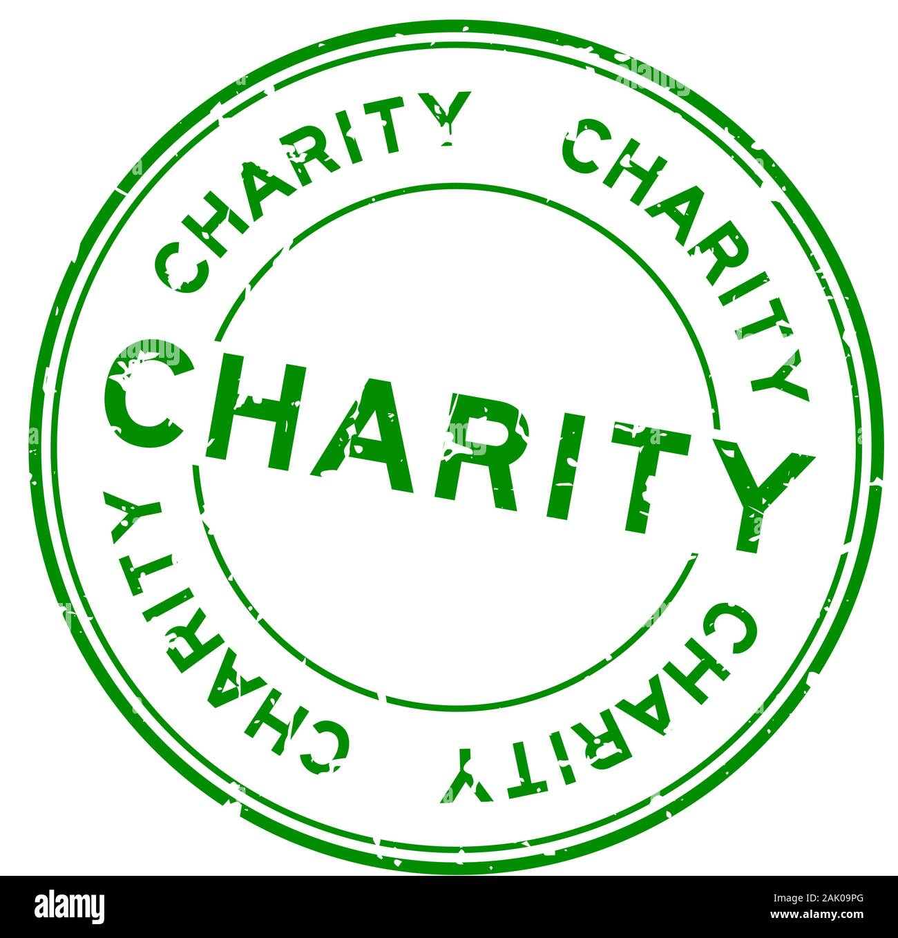 Grunge charité verte ronde word joint en caoutchouc stamp sur fond blanc Illustration de Vecteur