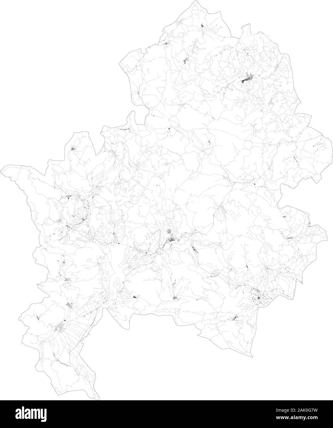 Carte Satellite de la Province d'Isernia villes et routes, bâtiments et routes des environs. Région de Molise, Italie. La carte des routes, des rocades Illustration de Vecteur