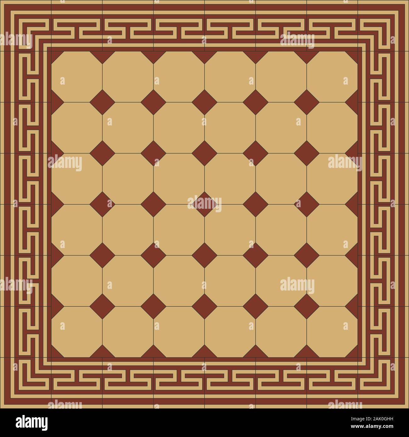 Modèle vectoriel continu rétro carreaux 1995937 de décorations. Mosaïque Mosaïque historique en style classique avec clé grecque frontière. Ensemble de carreaux modifiable complète. Illustration de Vecteur