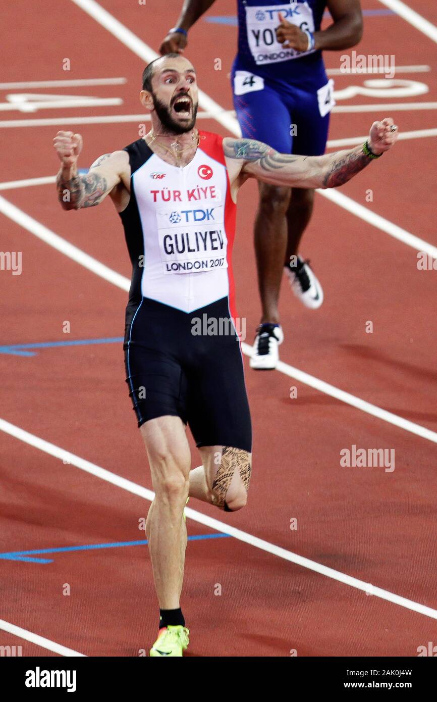 Ramil Guliyev (Turquie) lors de la finale 200m Men's es Championnats du monde d'athlétisme le 6 août 201e au Stade olympique à Londres, Grande-Bretagne Photo Laurent Lairys / DPPI Banque D'Images