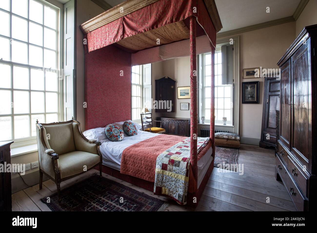 À l'intérieur de Shurland Hall, la chambre qu'a été l'hôte de Henry VIII, la RAF et Winston Churchill's des leçons de pilotage, sur l'île de Sheppey, Kent, UK Banque D'Images