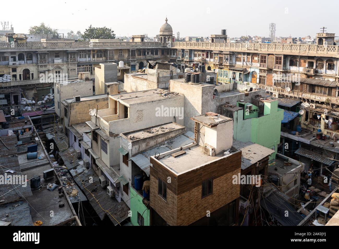 La vieille ville de Delhi sur le toit du marché aux épices Banque D'Images