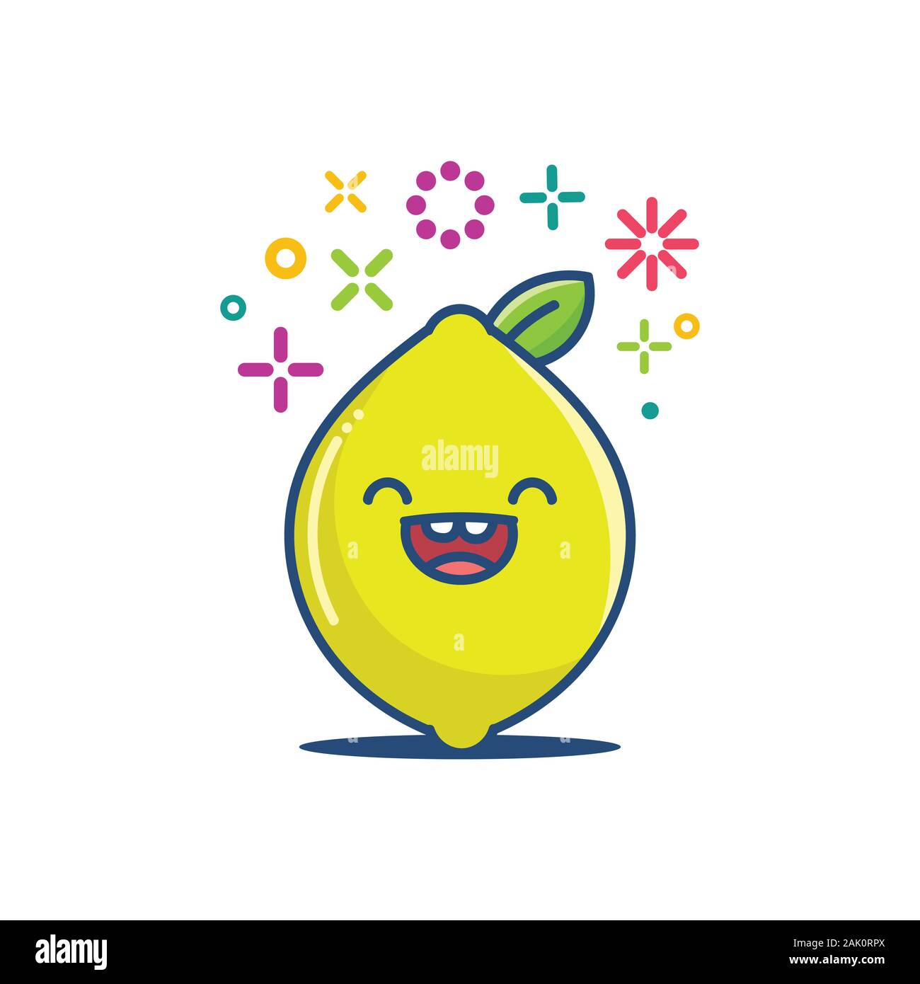 Kawaii citron émoticône cartoon illustration isolé sur fond blanc Illustration de Vecteur