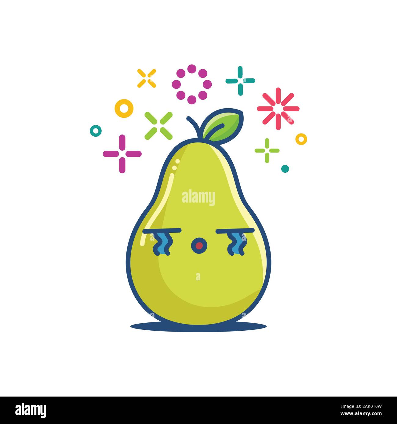 Kawaii poire pleurer émoticône cartoon illustration isolé sur fond blanc Illustration de Vecteur
