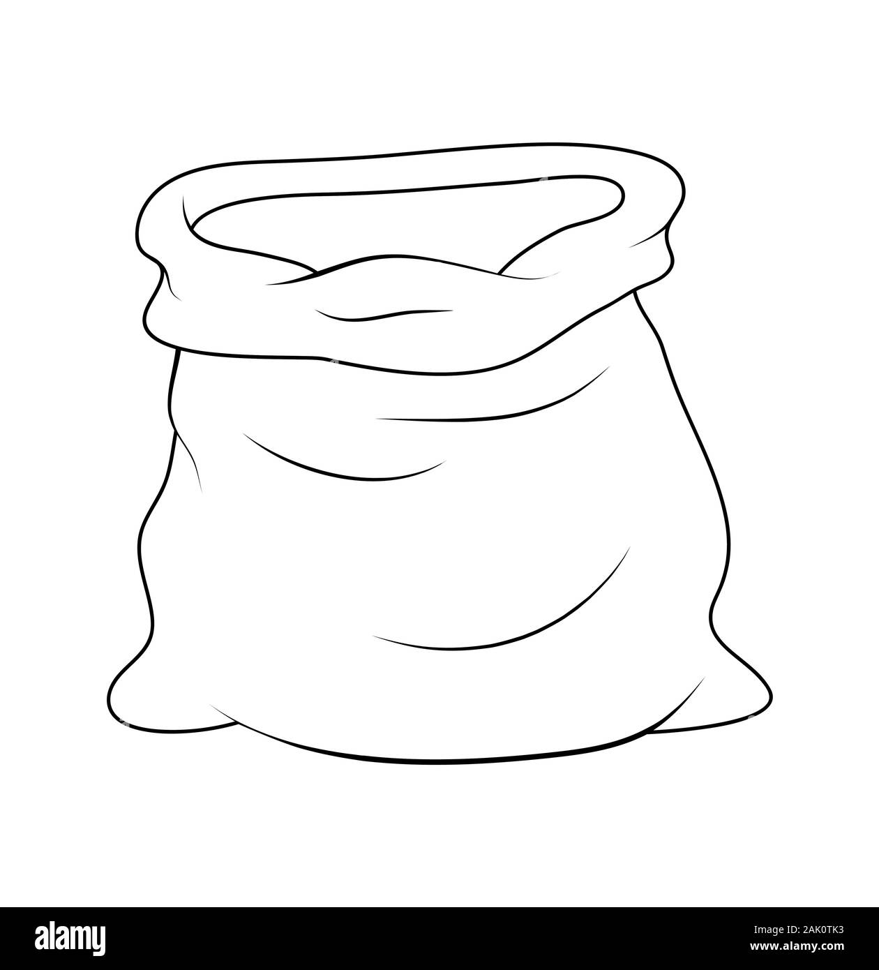 Sac vide du Père Noël symbole icône contour design. vector isolé sur fond blanc. Sac ouvert Illustration contour pour Noël et Nouvel An Illustration de Vecteur