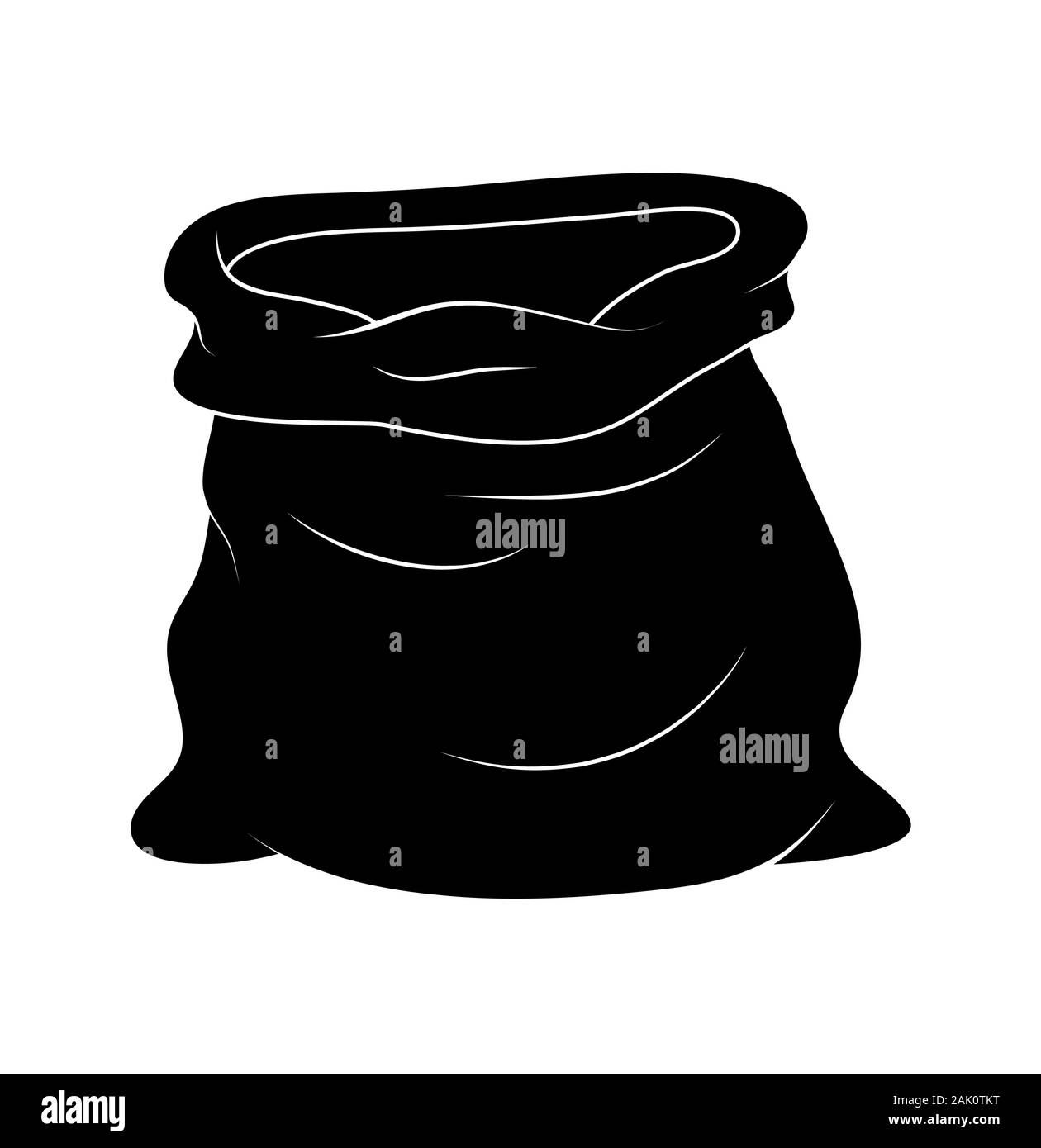 Sac de Père Noël silhouette. Grand sac ouvert pour des cadeaux de Noël. L'illustration pour la nouvelle année et la composition de noël. Illustration de Vecteur