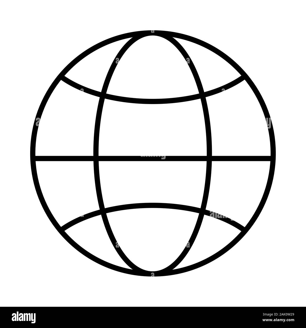 L'icône Globe contours. Illustration vecteur de masse linéaire. Les pictogrammes isolé sur fond blanc. Inscrivez-web design. World Internet symbole pour votre réseau Illustration de Vecteur