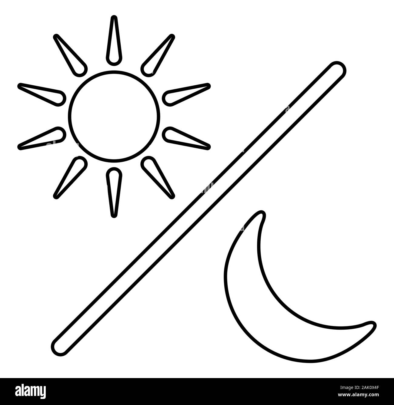 Jour et nuit l'icône de la ligne simple. Soleil et lune .Le symbole du changement de concept isolé sur fond blanc Illustration de Vecteur