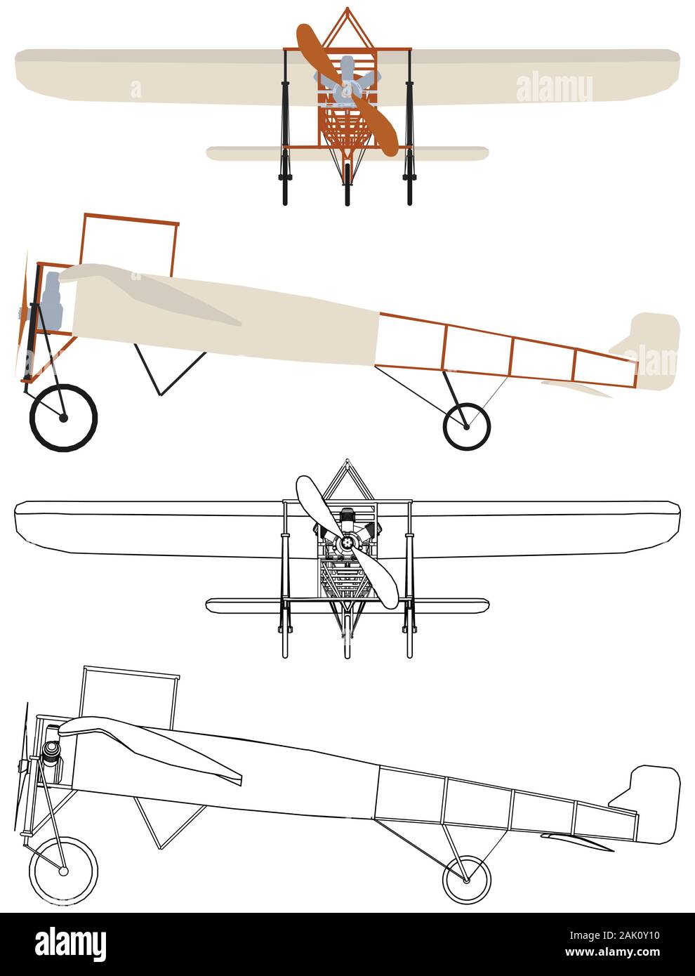 Avion Blériot et couleur Contour. Illustration de Vecteur
