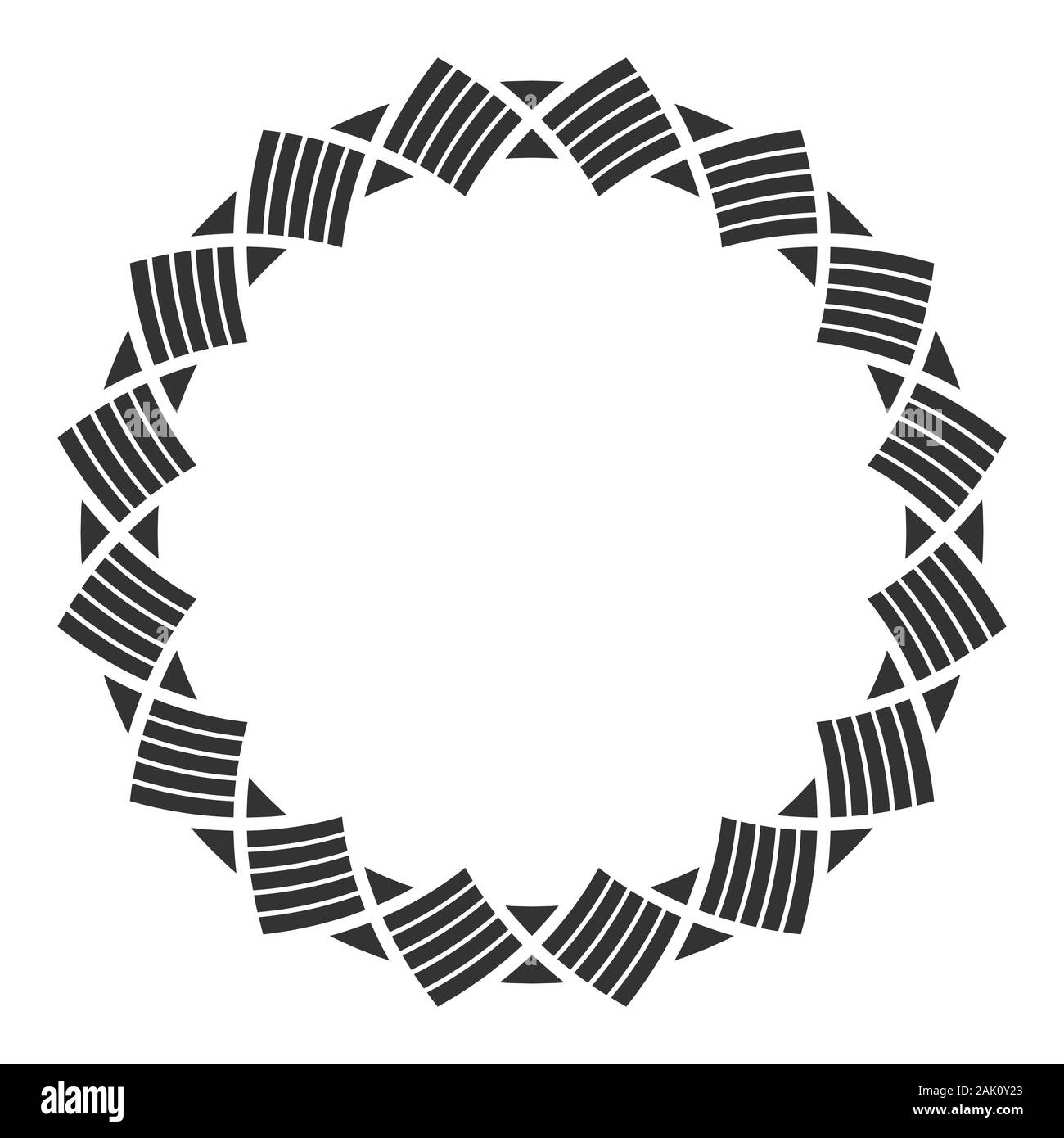 Abstract round méandre, ornement géométrique circulaire, châssis élégant. Motif décoratif isolé sur fond blanc. Place pour le texte. Monochrome vecteur Illustration de Vecteur