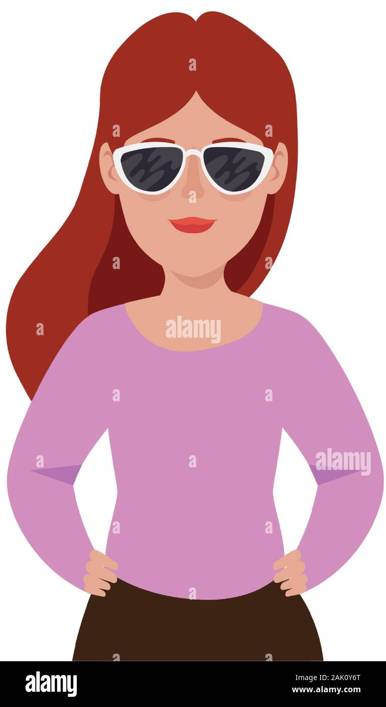 Belle femme cheveux roux avec des lunettes de caractère avatar Image  Vectorielle Stock - Alamy