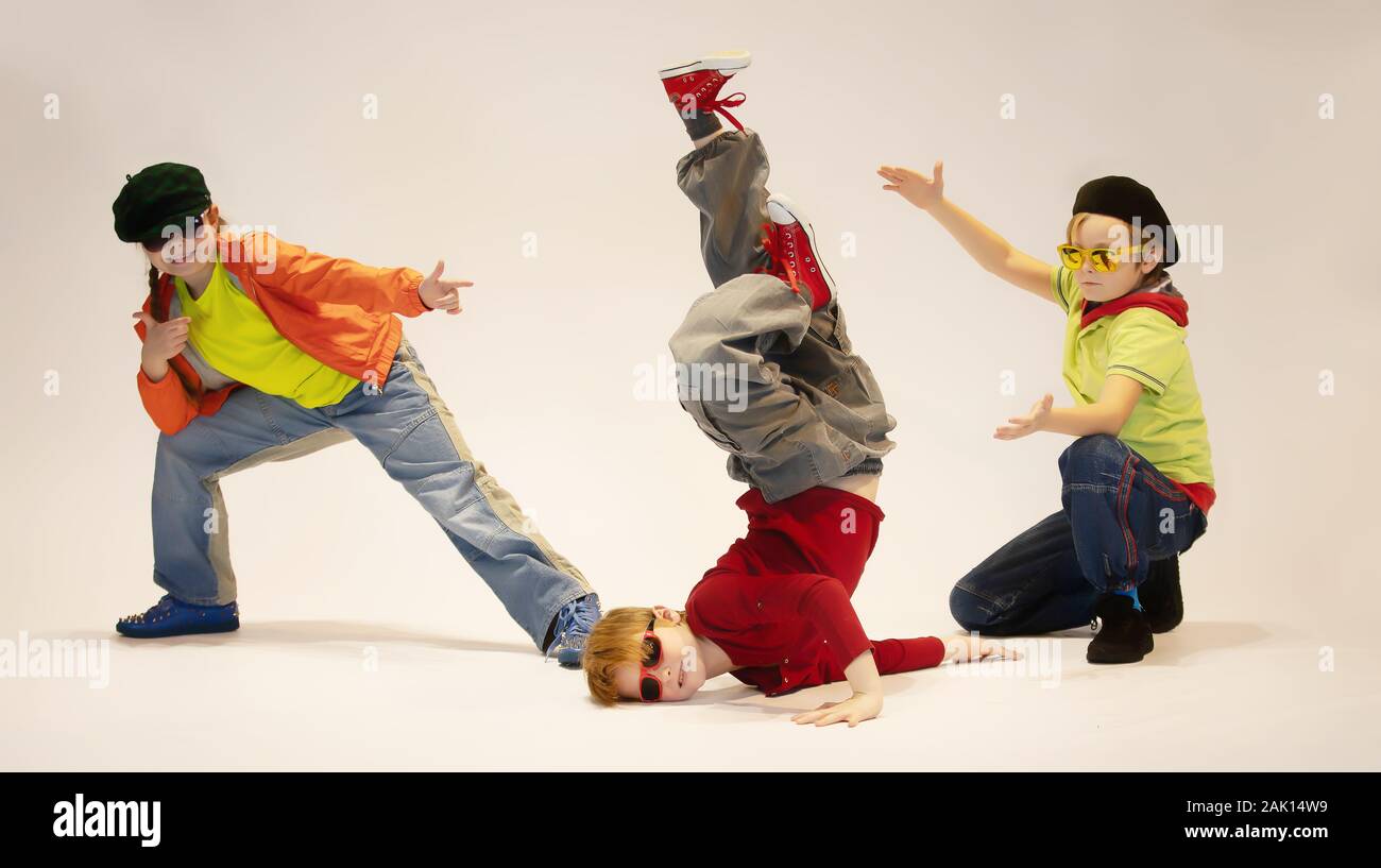 Les enfants de l'équipe de breakdance Banque D'Images