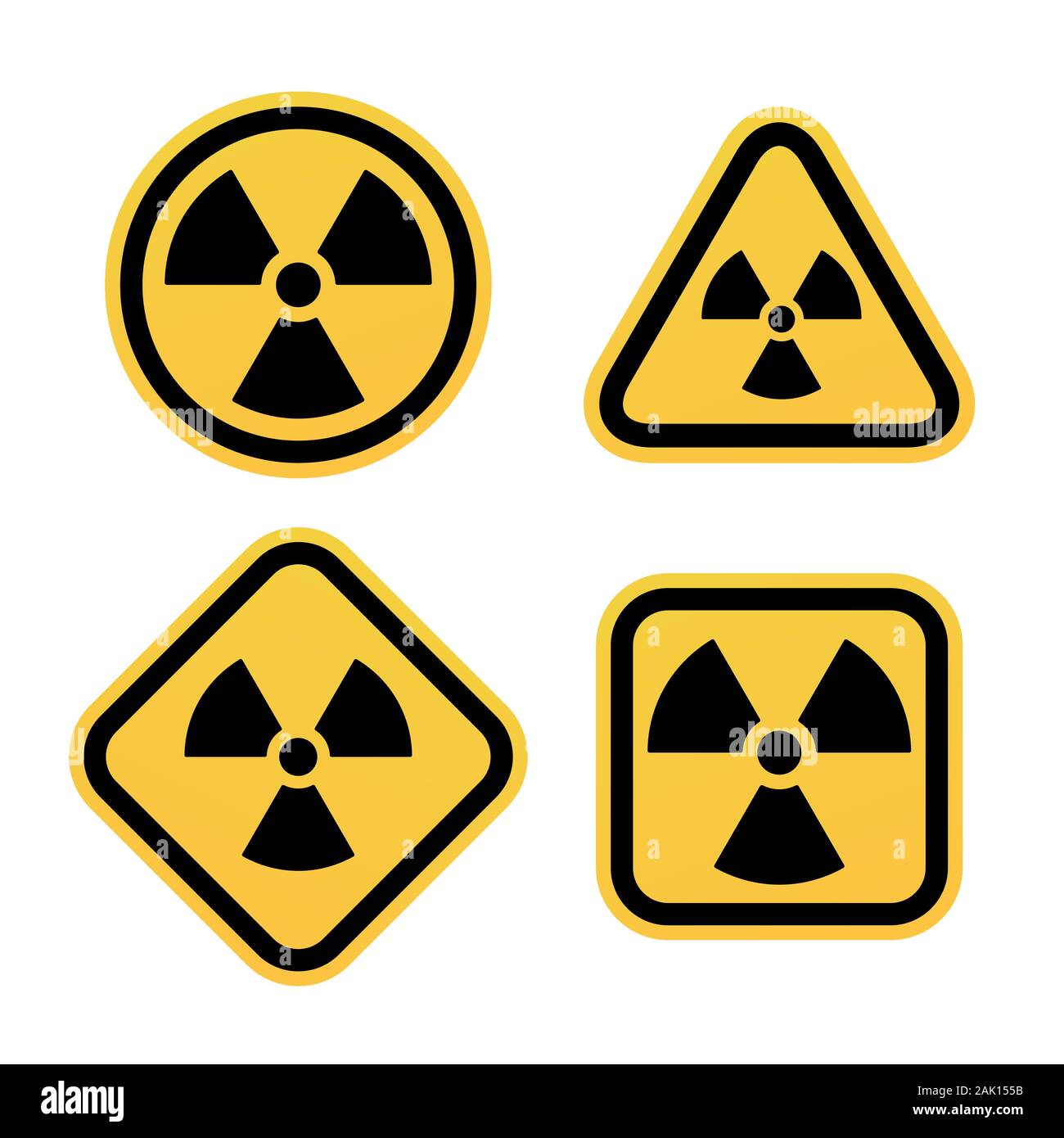 Série des symboles de mise en garde contre les rayonnements nucléaires des signes d'alerte. Illustration de Vecteur