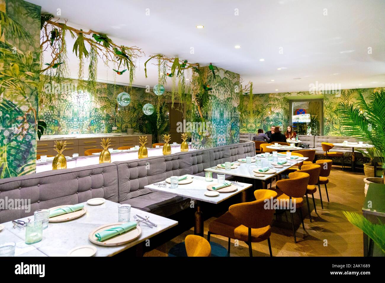 Intérieur du restaurant Jardin gastronomique Fabiola à Palma, Majorque, Espagne Banque D'Images