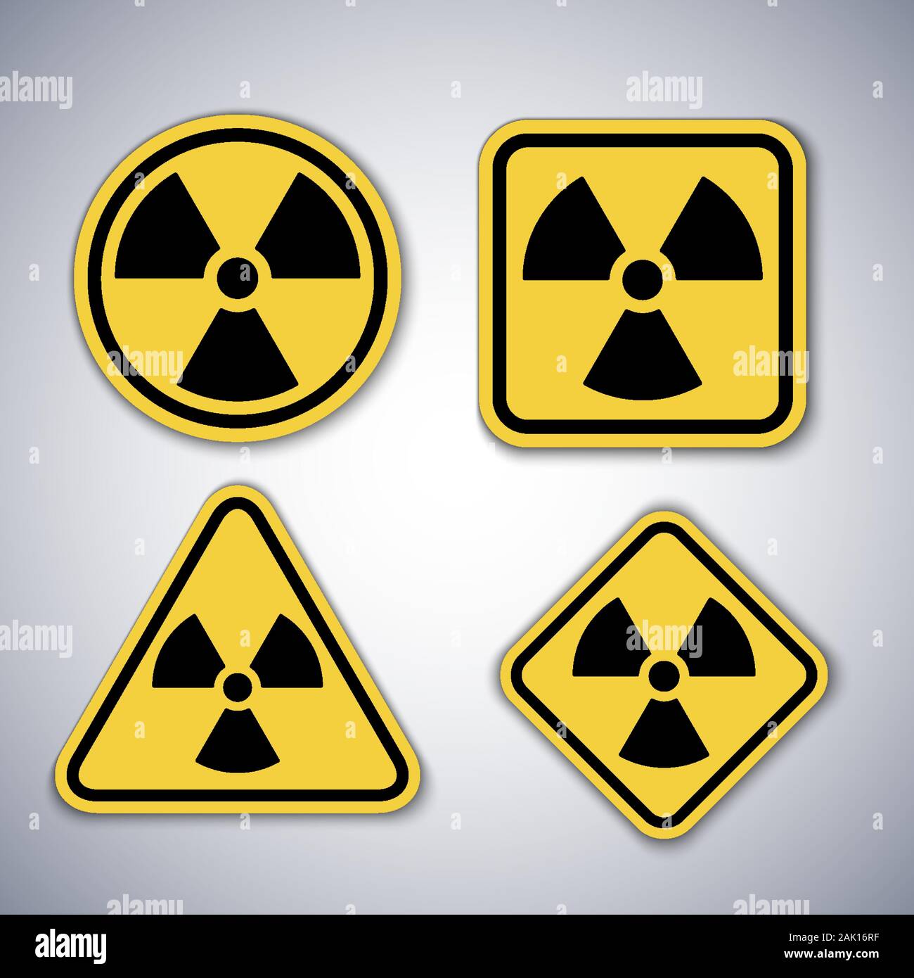 Série des symboles de mise en garde contre les rayonnements nucléaires des signes d'alerte. Illustration de Vecteur