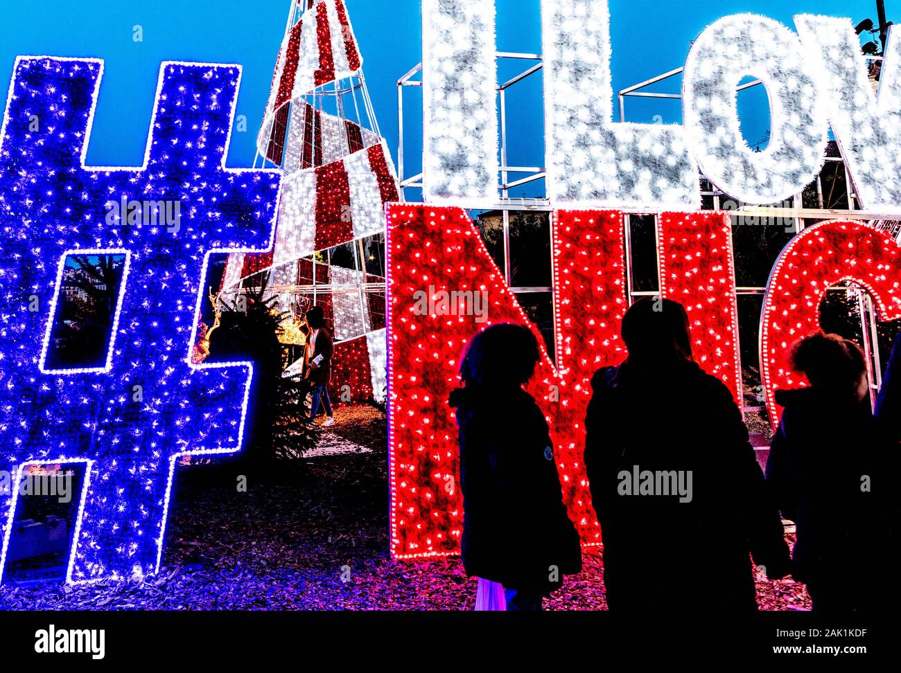 Décorations de Noël géant, Promenade du Paillon Nice France Banque D'Images