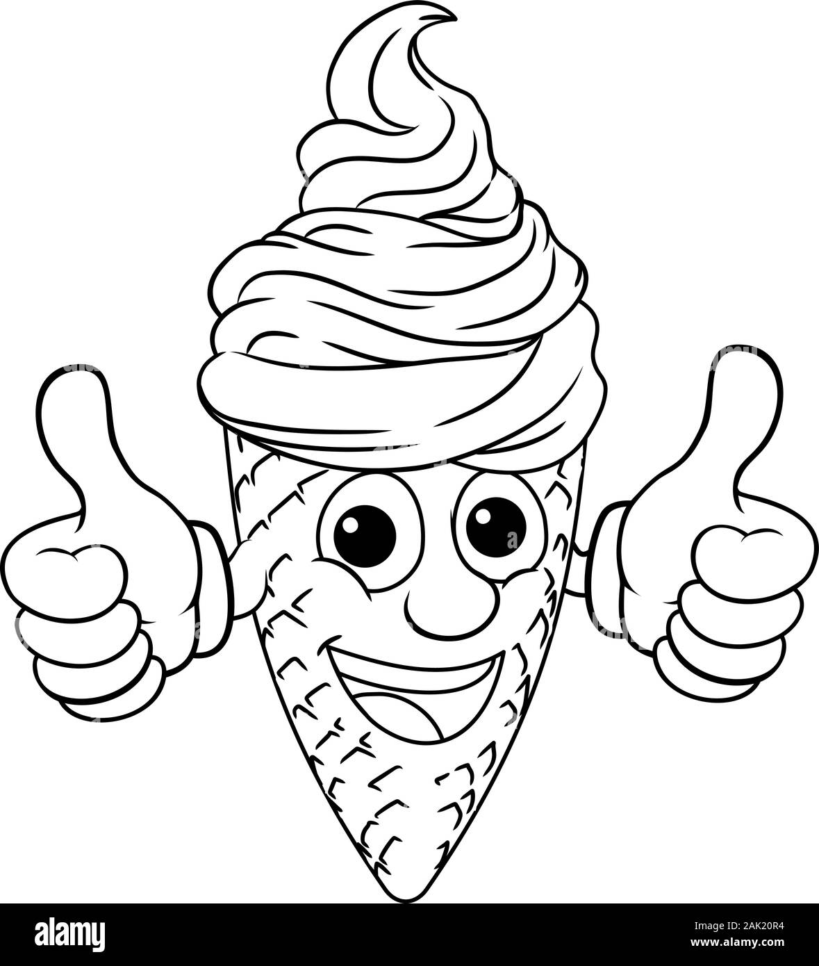 Ice Cream Cone Personnage Mascot Thumbs Up Illustration de Vecteur