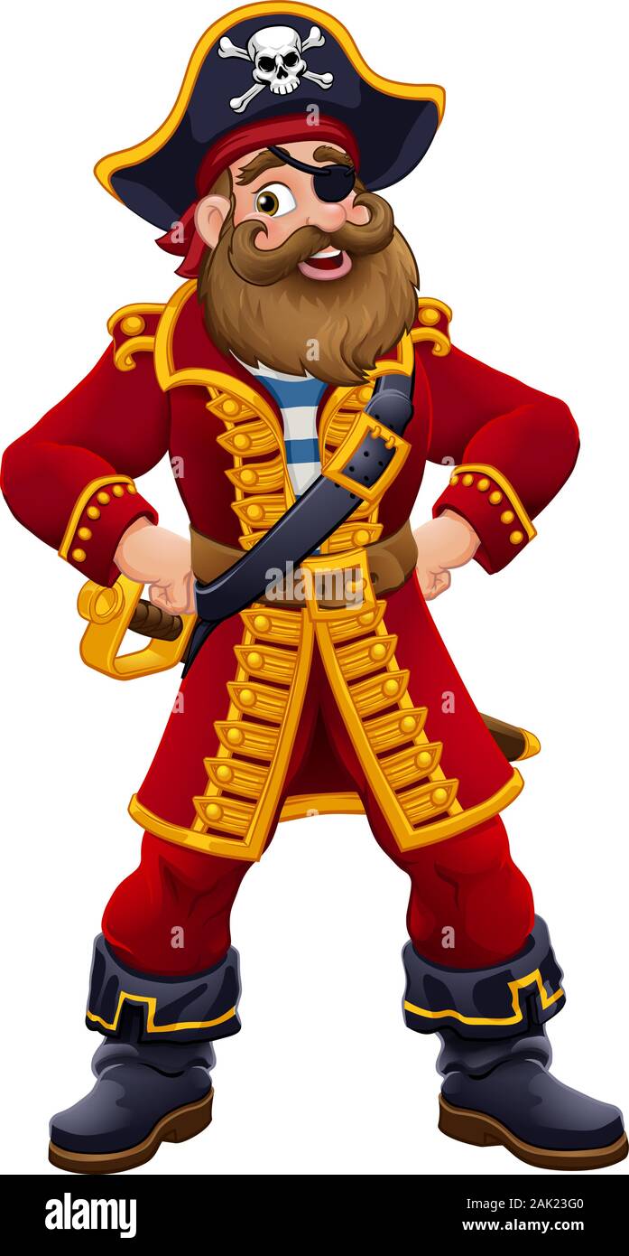 Le capitaine pirate Personnage Mascot Illustration de Vecteur