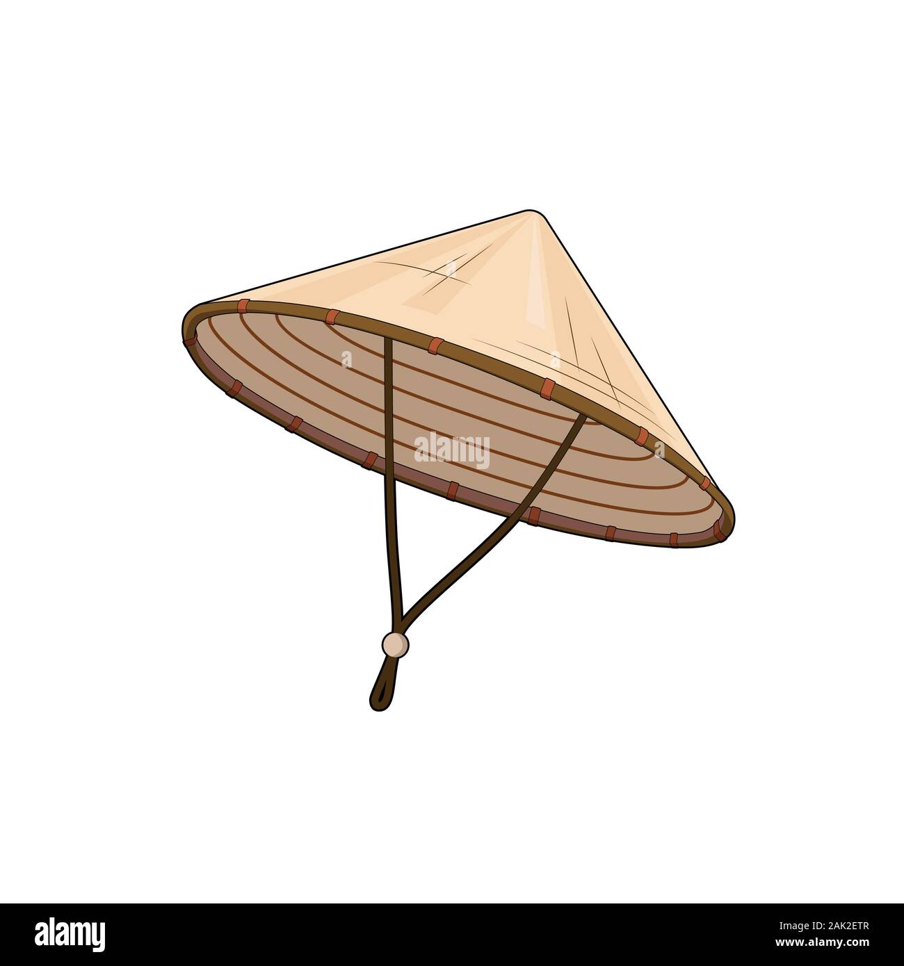 Triangle chinois ou vietnamien hat. Bamboo hat. Chapeau de riz. Vector illustration graphique. Isolé Illustration de Vecteur