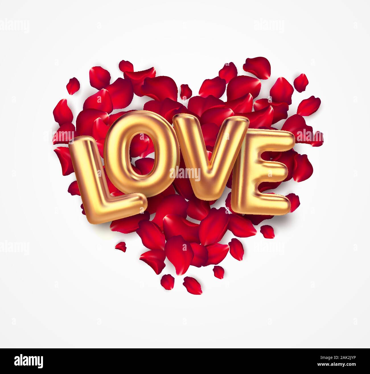 Happy Valentine Day lettrage calligraphie sur fond de pétales de rose coeur. Valentines Day background. Illustration vecteur EPS10 Illustration de Vecteur