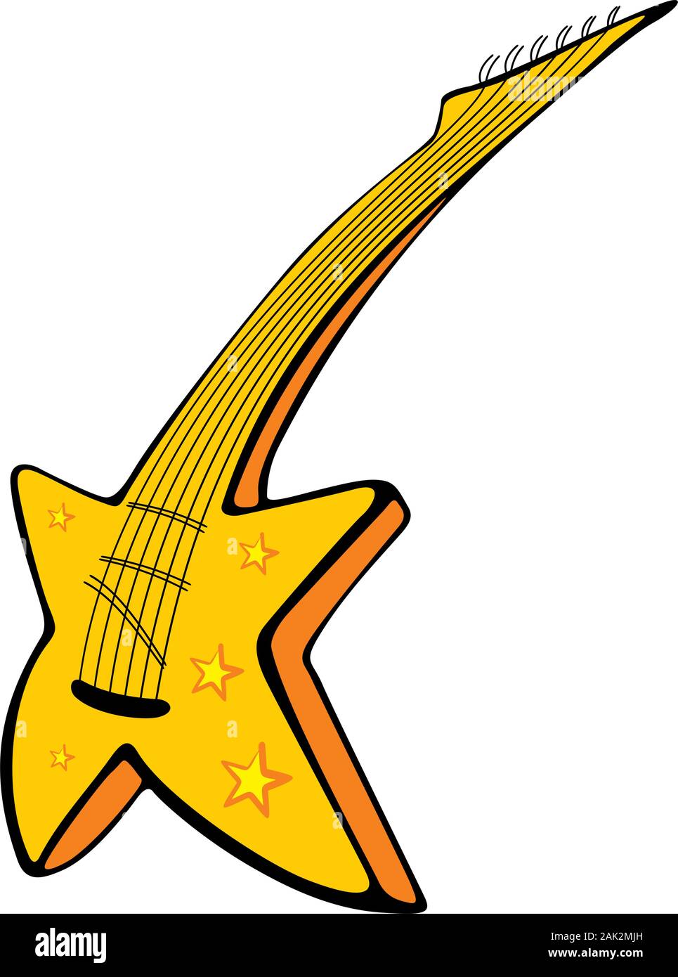 La guitare avec étoile Illustration de Vecteur