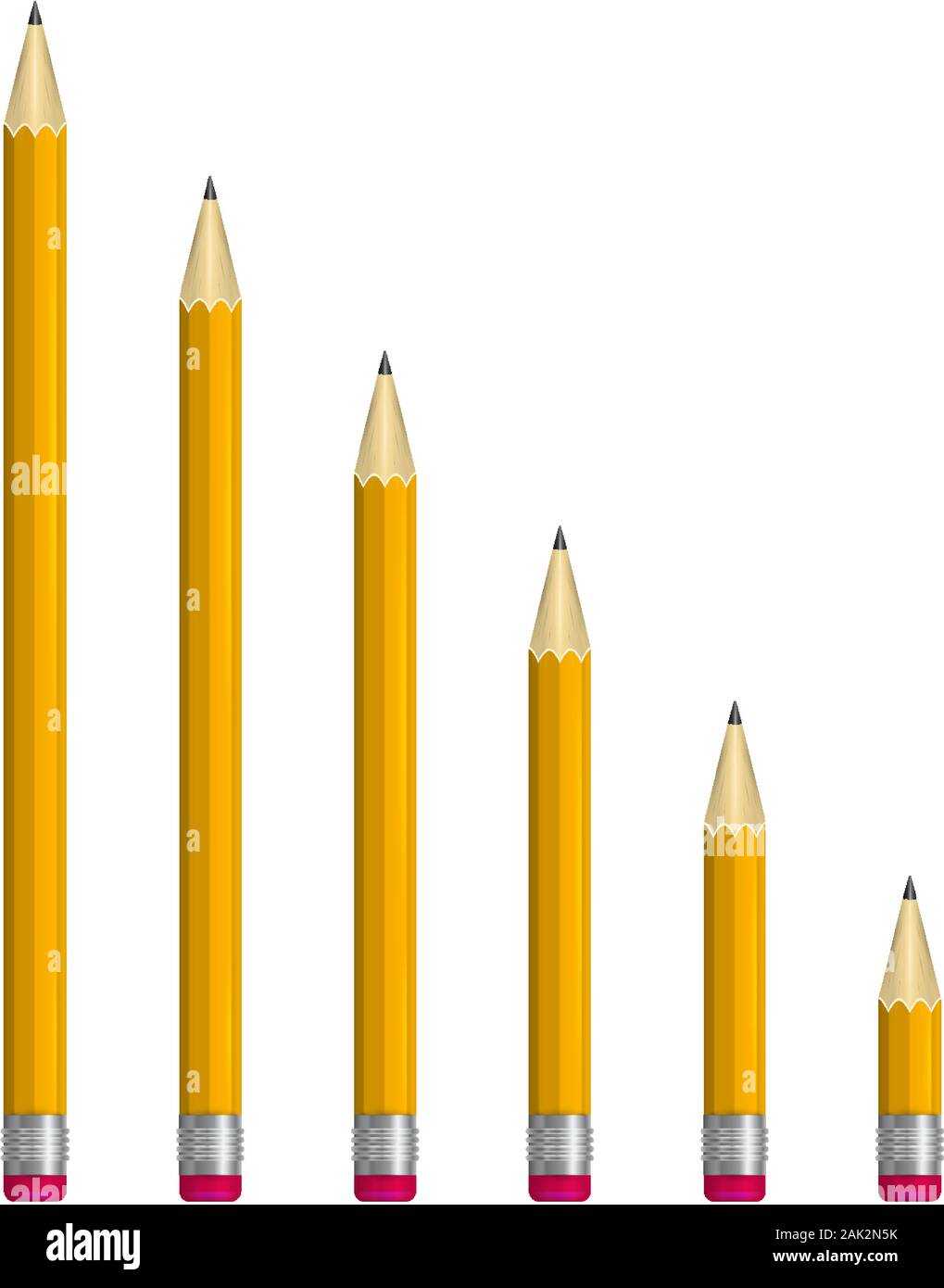 Crayon à Mine Vector Avec Gomme Jaune Isolée On White