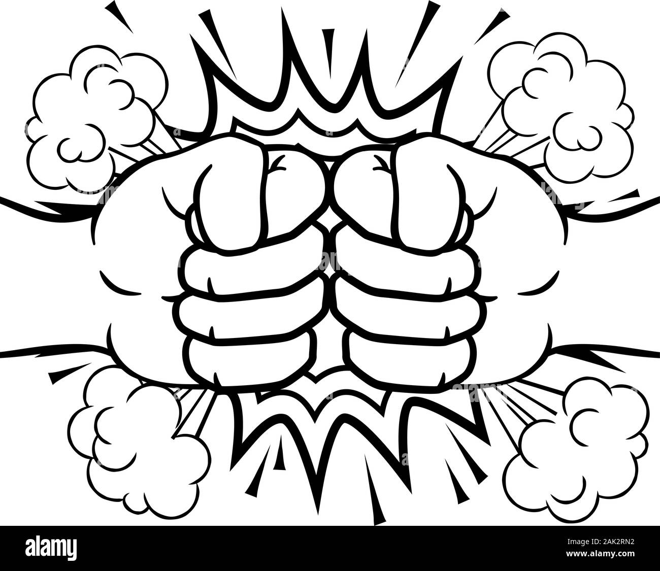 Fist Bump Explosion mains Punch Cartoon Illustration de Vecteur