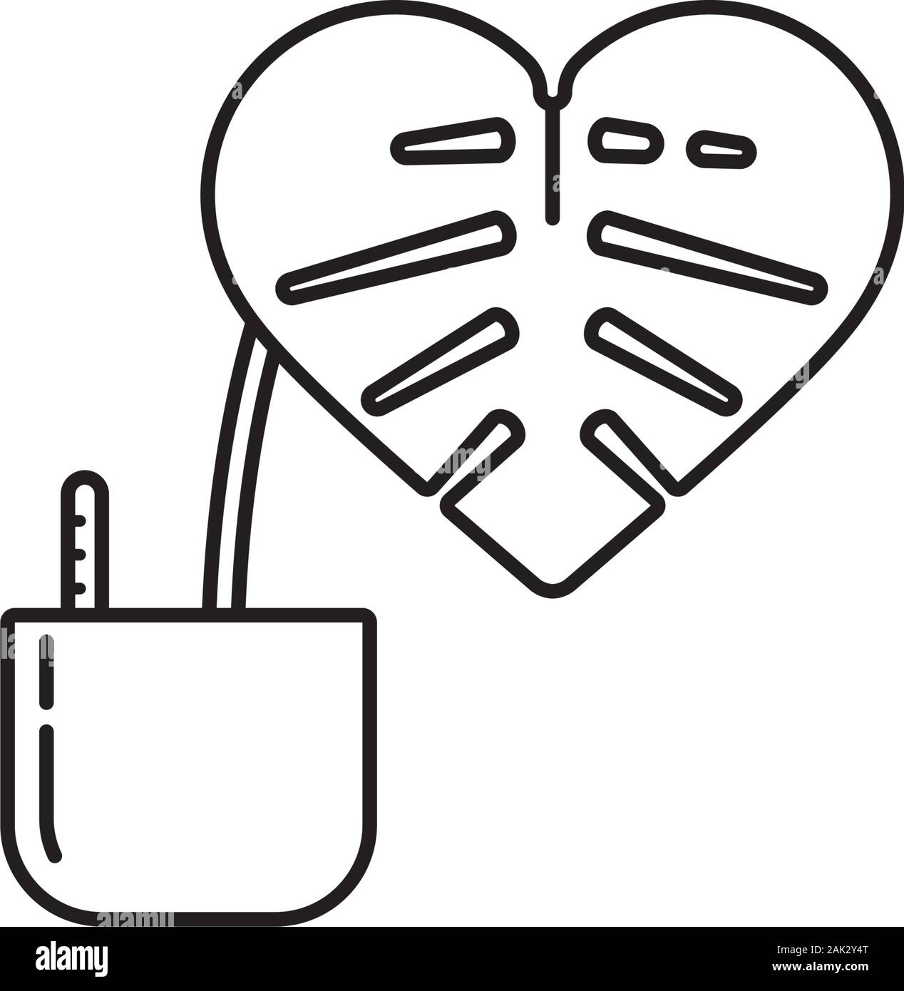 Plante en pot Monstera avec des feuilles en forme de cœur pour l'icône vecteur. Plante d'hydroculture et symbole. Illustration de Vecteur