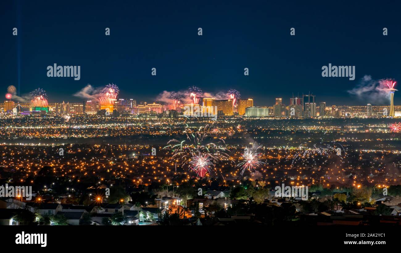 Las Vegas, JAN 1 : Nuit d'artifice de la Saint-Sylvestre le Jan 1, 2020 à Las Vegas, Nevada Banque D'Images