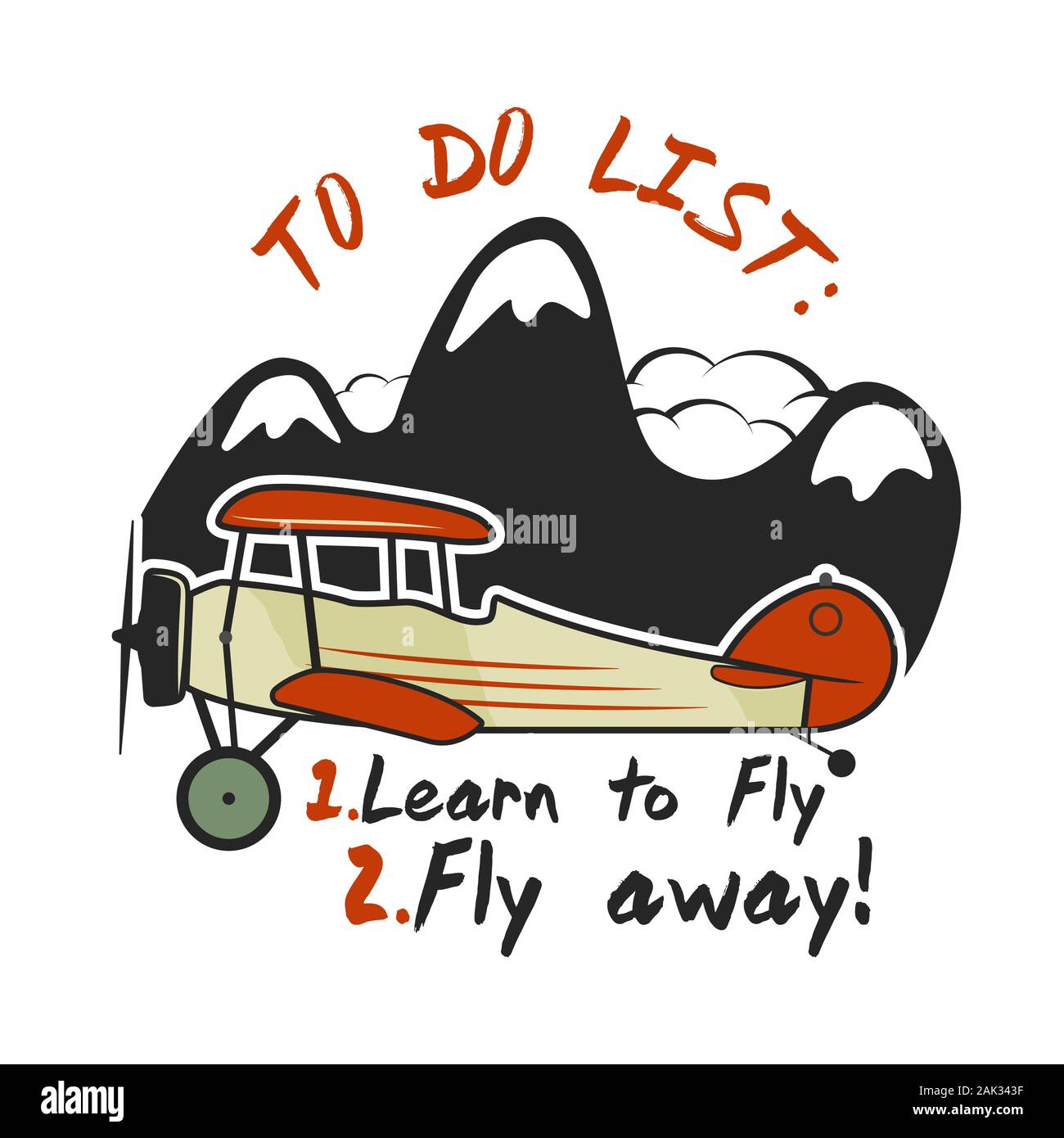 Motif Avion Pour Le Tee Shirt Citation Liste Des Taches Apprendre A Voler Et A Voler Logo Biplan Illustration Vectorielle De Stock Isolee Image Vectorielle Stock Alamy