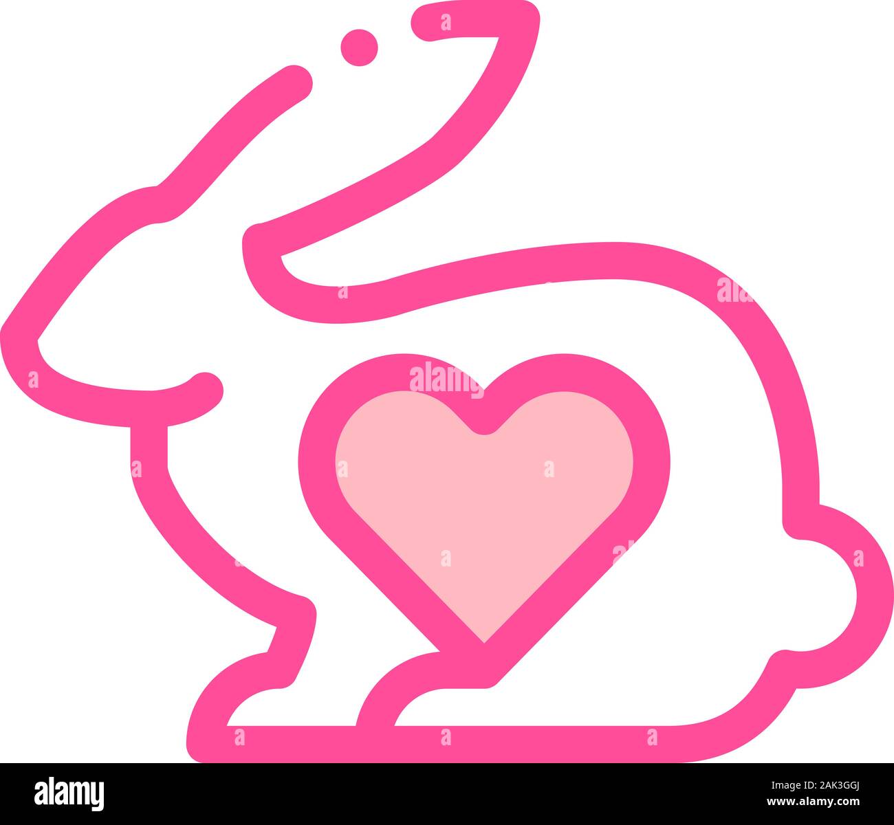 Lapin des animaux et l'icône de la ligne mince vecteur cardiaque Illustration de Vecteur