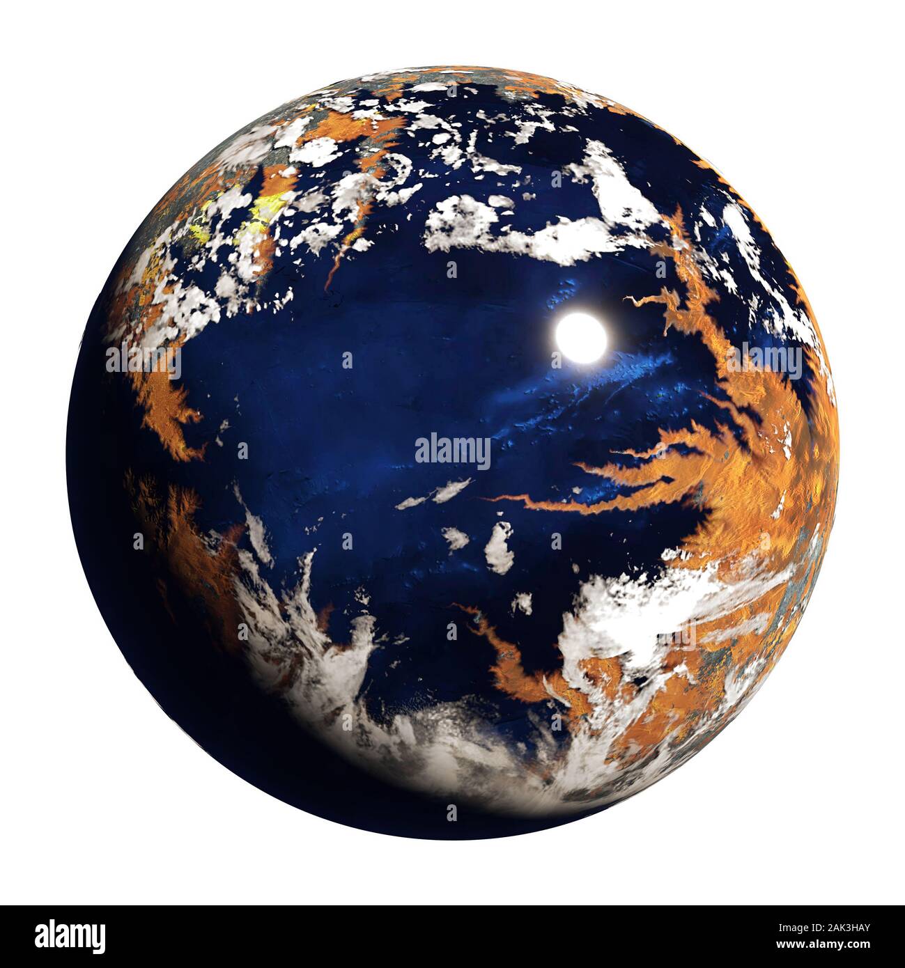 Comme la Terre, planète étrangère friendly exoplanète isolé sur fond blanc Banque D'Images