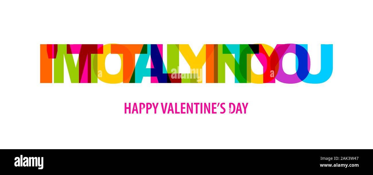 Valentine Day citation texte arc-en-ciel dans des couleurs vives. Illustration de Vecteur