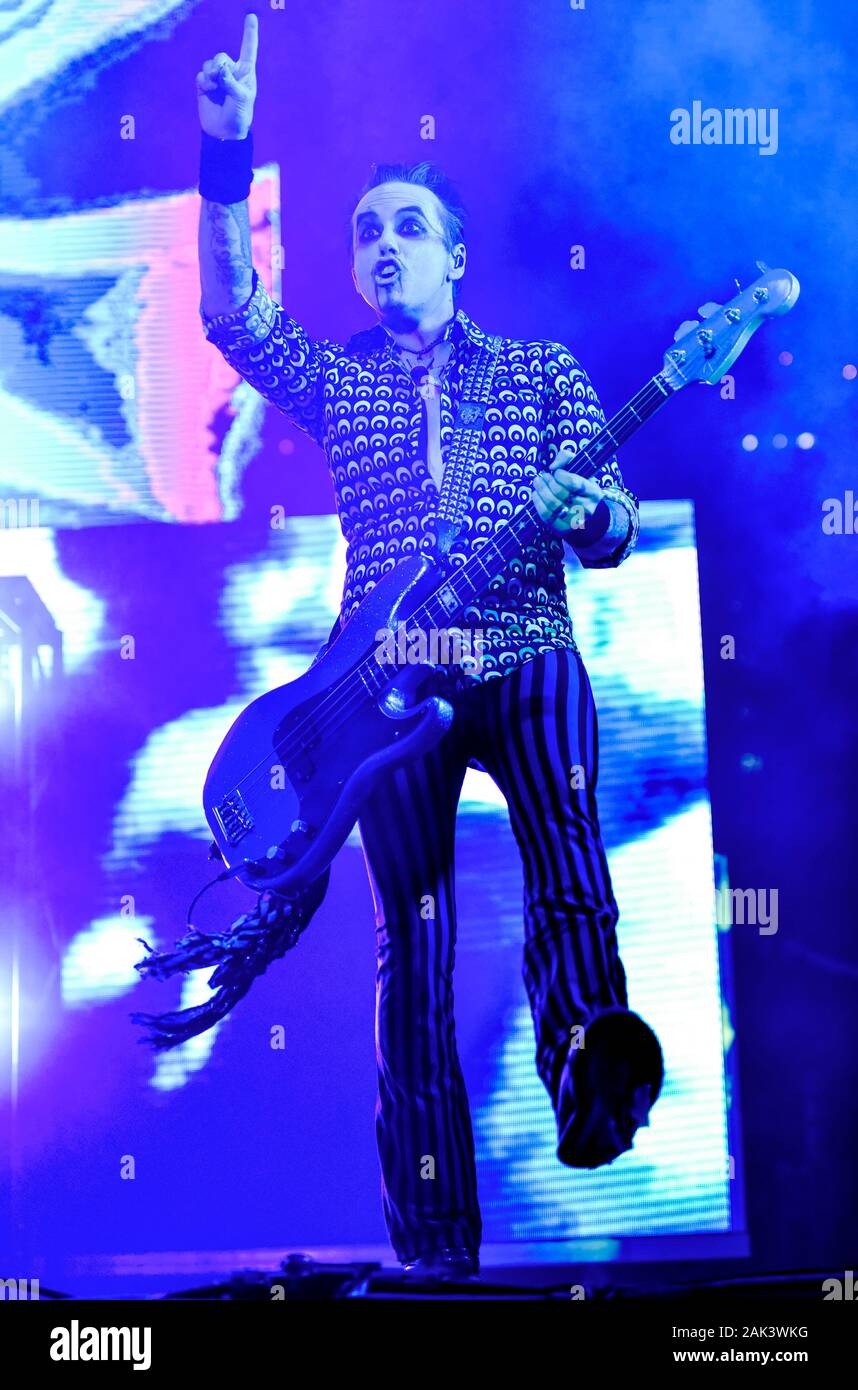 Piggy D. Le bassiste de Rob Zombie Banque D'Images