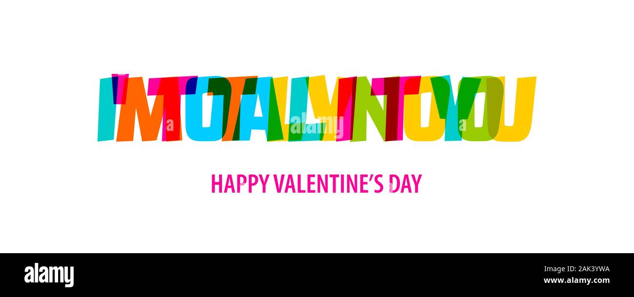 Valentine Day citation texte arc-en-ciel dans des couleurs vives. Illustration de Vecteur