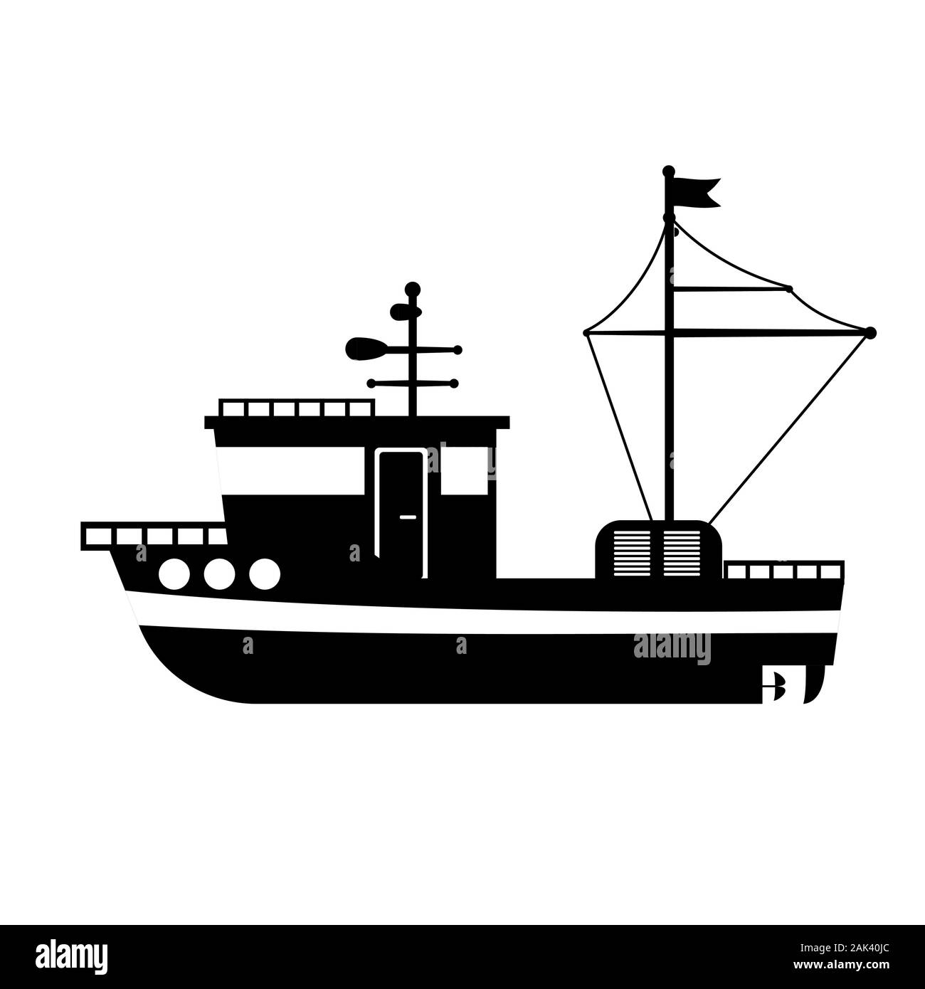 Silhouette de la mer navires remorqueurs Illustration de Vecteur