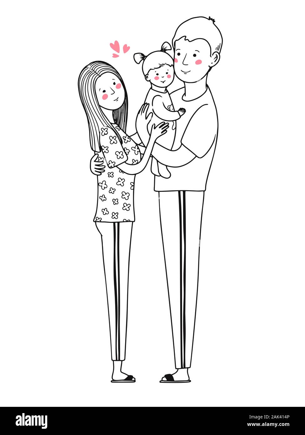 Famille Heureuse Maman Papa Et Bebe Vector Illustration Image Vectorielle Stock Alamy
