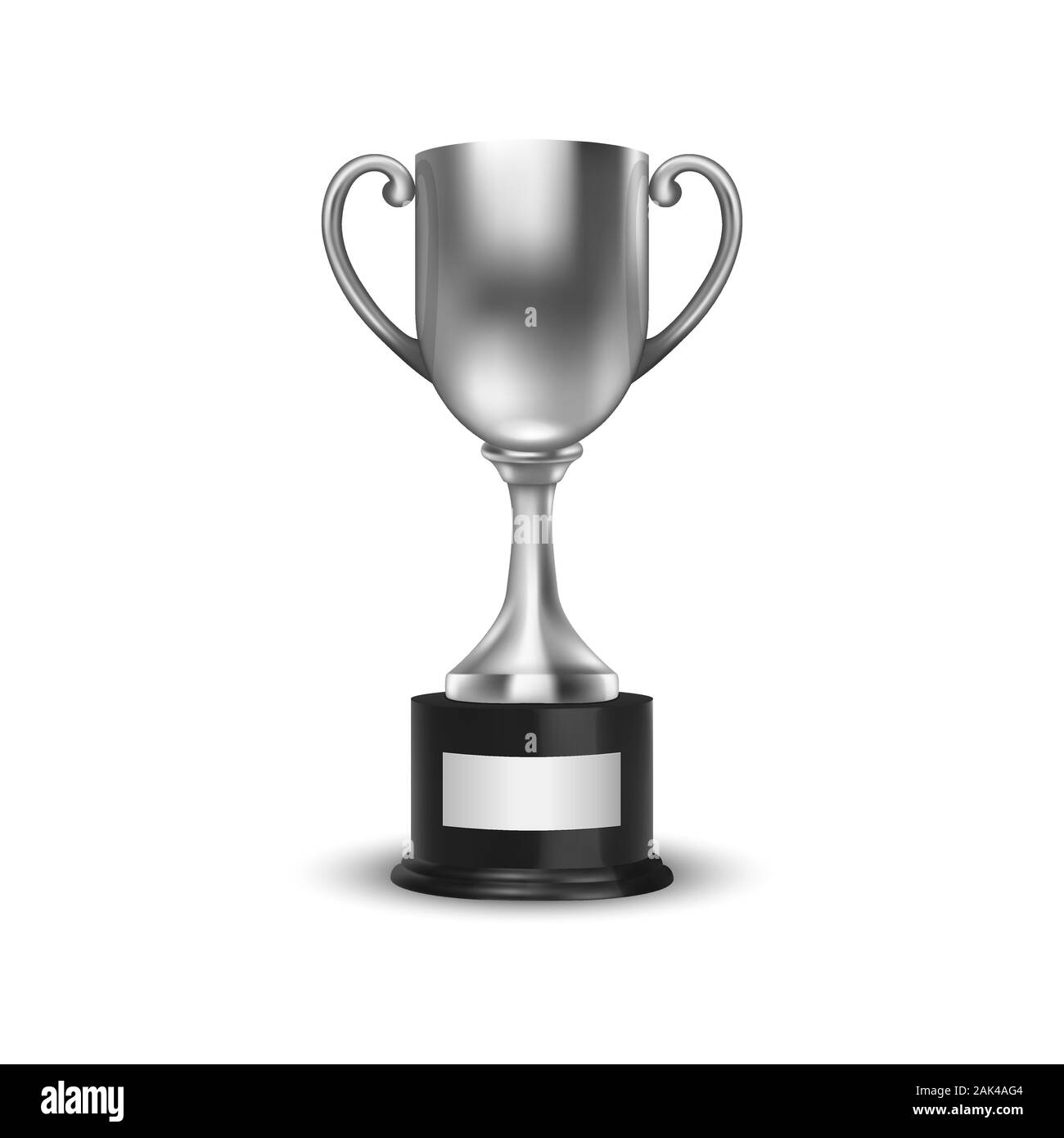 3D de vecteur d'argent vierge icône Coupe gagnant Champion Gros plan Gros plan sur fond blanc. Modèle de conception de trophée du championnat. Tournoi Sport Award Illustration de Vecteur