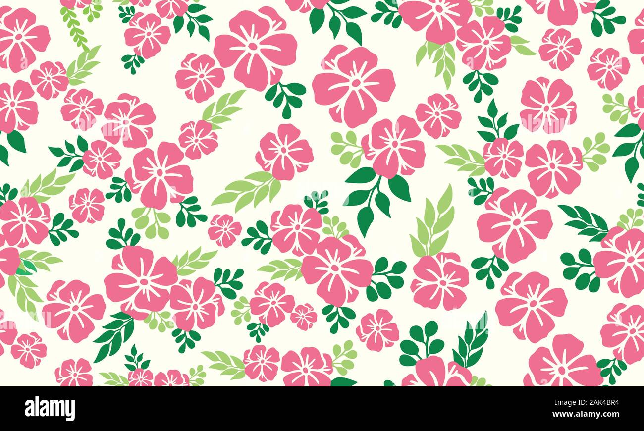 Fleur rose élégant pour la Saint-Valentin, avec des fleurs et feuilles de motif floral et de la décoration. Illustration de Vecteur